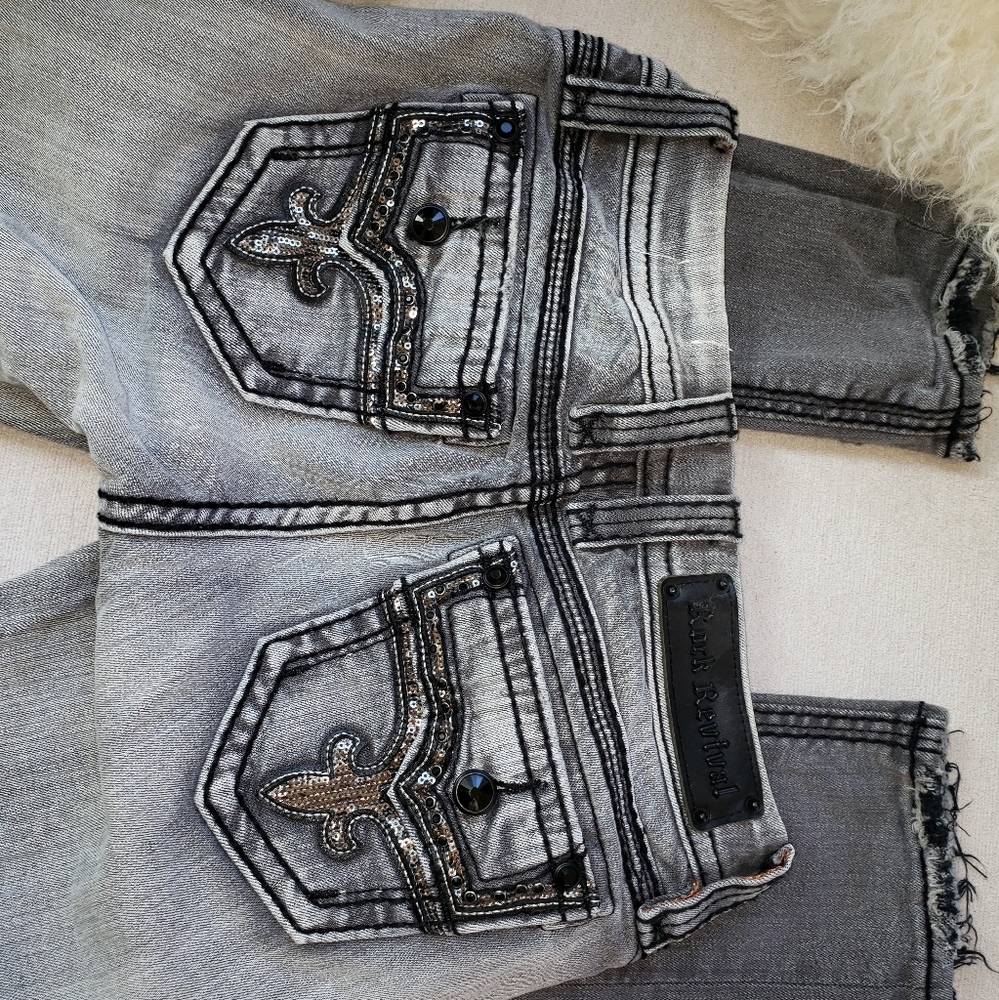 Rock Revival Women's sz25 Skinny jeans. Gray/Blk